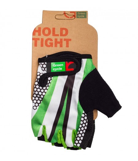 Перчатки велосипедные Green Cycle NC-2540-Light без пальцев M Чёрно-бело-зелёные