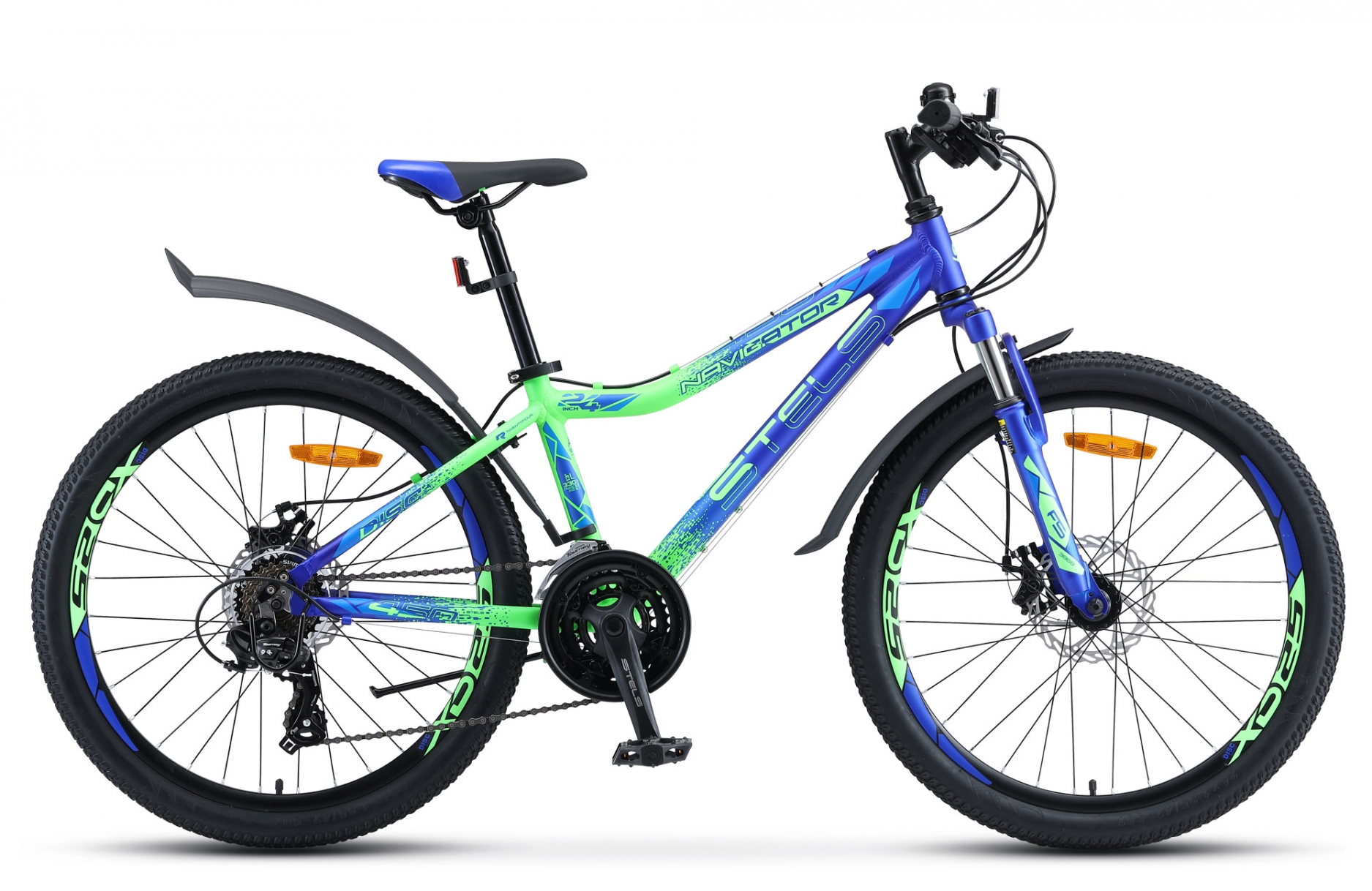 Велосипед 24 NAVIGATOR-450 MD V030 13" синий/неоновый_зеленый