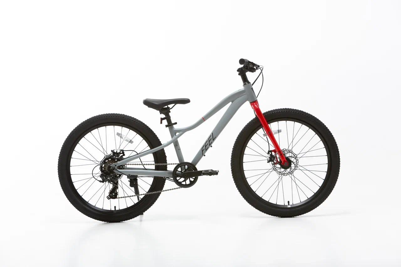 Велосипед 24" FEEL Max Light рама 12"/7s Серый-красный