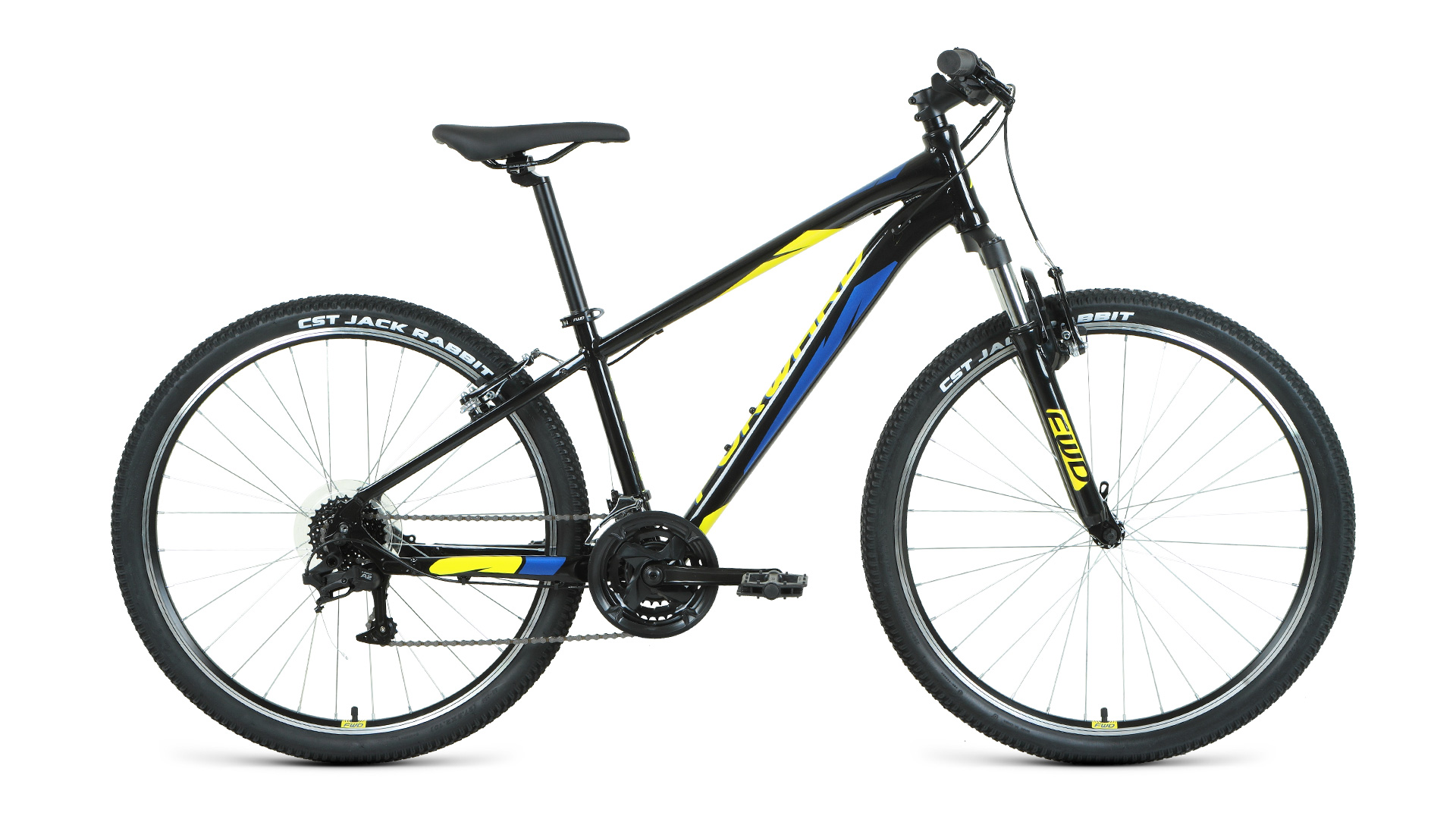 Велосипед 27,5" FORWARD APACHE 1.2 S (21 ск. рост. 15") 2021, черный/желтый, RBKW1M37GS02
