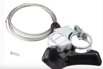 Манетка Shimano A050, SL-A050, правый, 7 скоростей (SIS), без индикатора, трос 2050мм, черный/серебристый, без упаковки