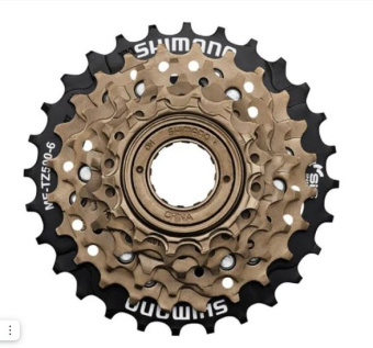 Трещотка Shimano Tourney TZ, TZ500, 6скоростей, 14-28T, черно-коричневая