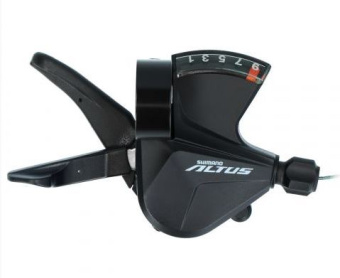 Манетка Shimano Altus, M2010, правый, 9 скоростей, индикатор, трос 2050мм, черный, без упаковки